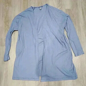 Free People Women's Ribbed Knit Open Front Cardigan Sweater Light Blue Small